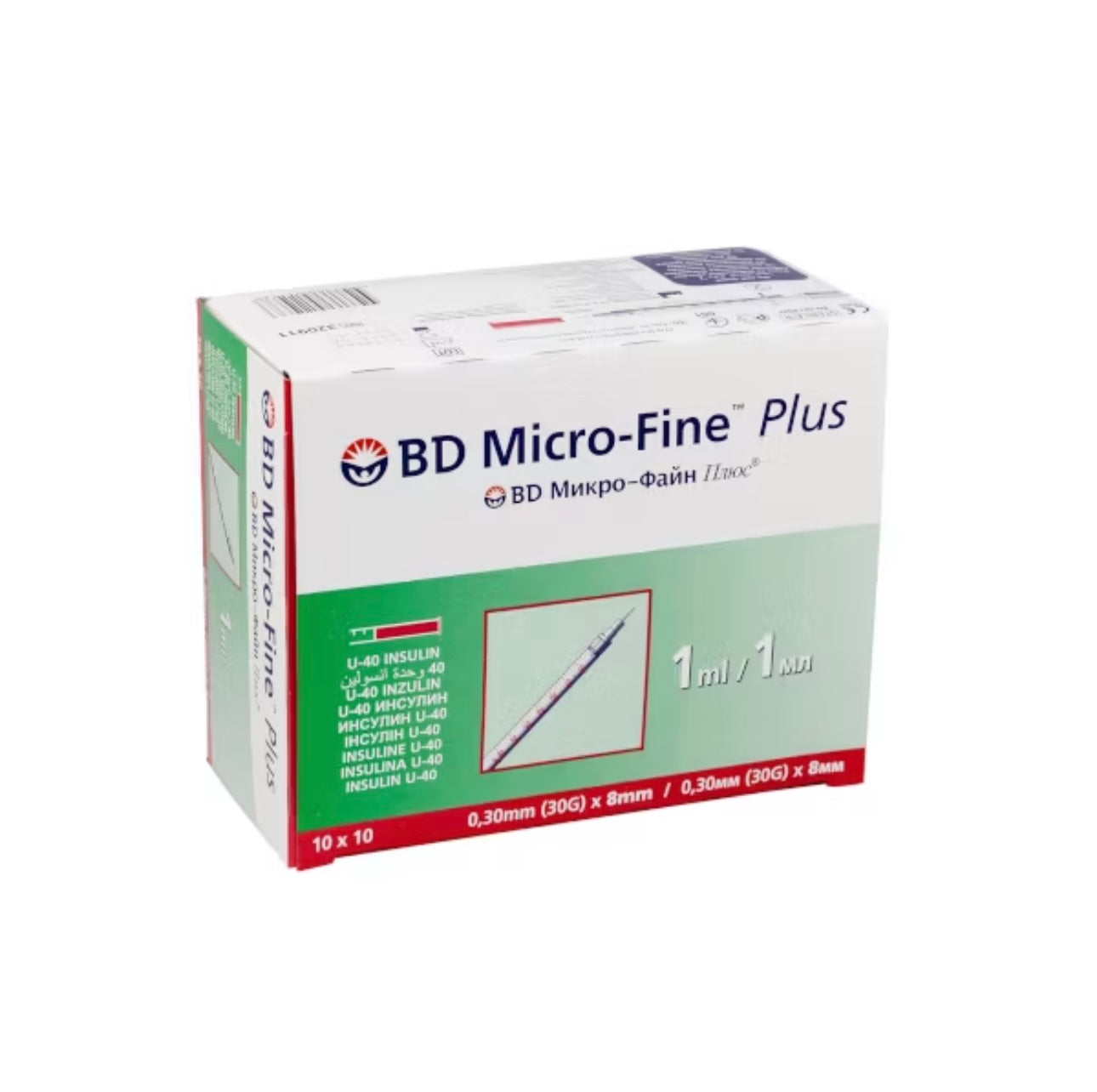 BD Micro-Fine Plus 1ml Insulin Syringe 0,30 (30G) x 8mm (1 x 100)